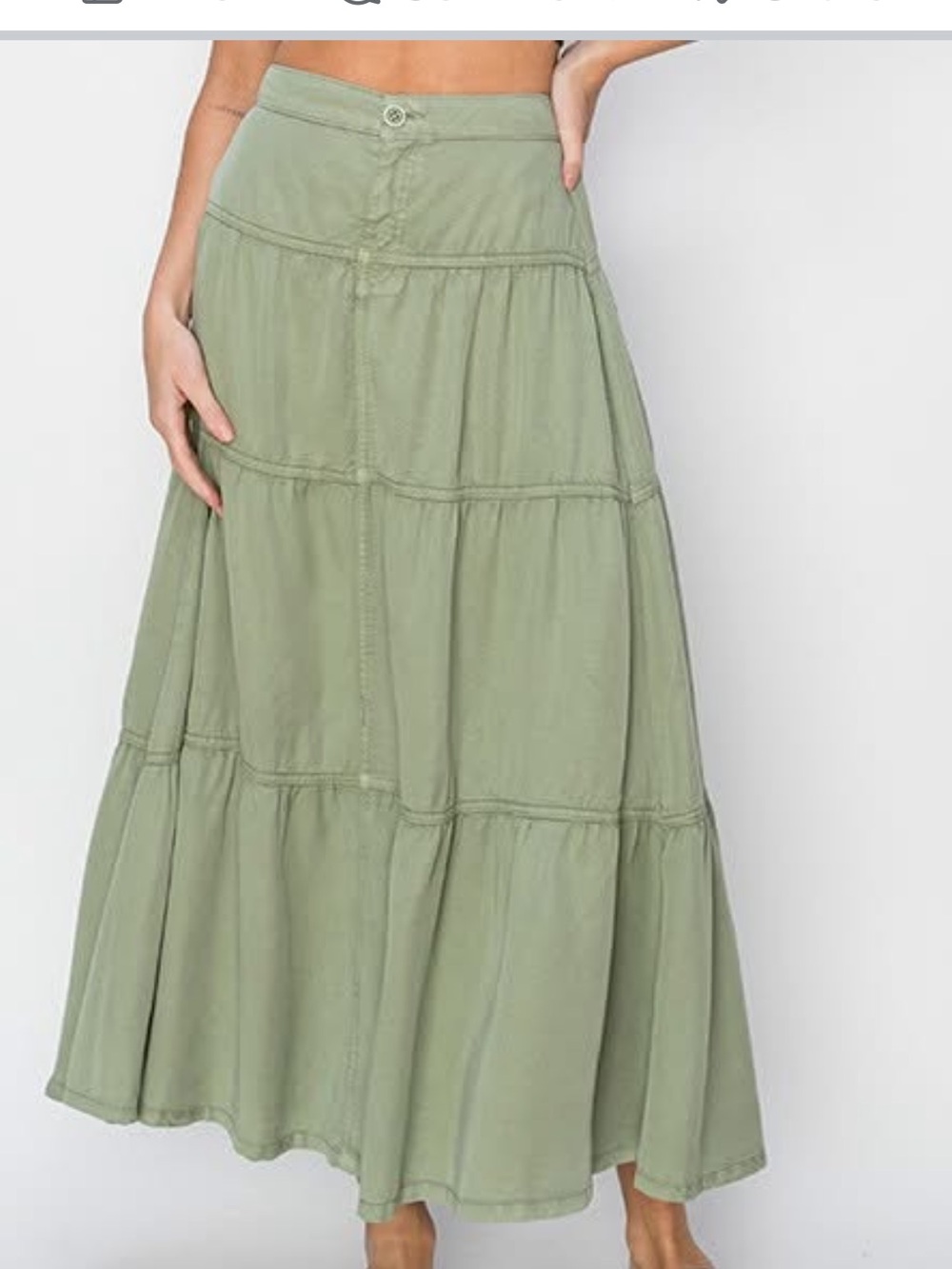 Risen Light Sage Tiered Maxi Skirt - Women's size small